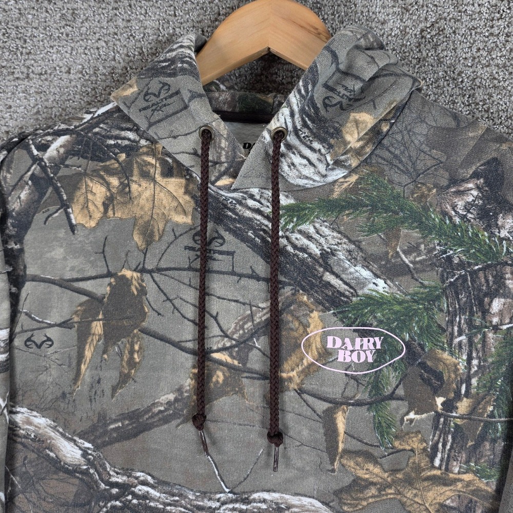 Dairy Boy Realtree Camo Hoodie Pink Logo Pullover Sweatshirt Large Womens - Picture 2 of 10